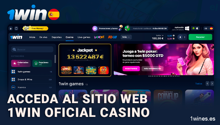 Visite la página del casino en línea 1Win