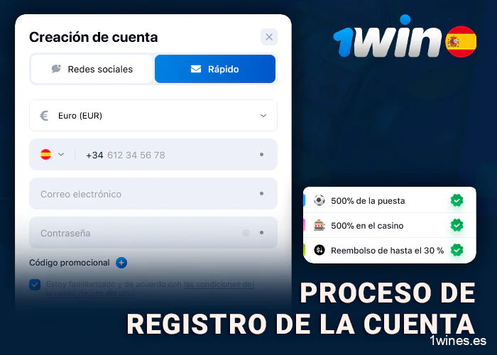 Cómo crear una nueva cuenta en 1Win ES