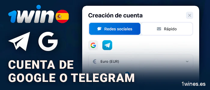 Inscripción a través de las redes sociales en 1Win