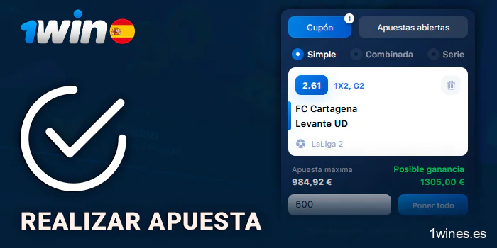 Apueste al partido seleccionado en 1Win