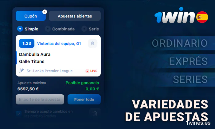 Qué tipos de apuestas pueden realizarse en 1Win
