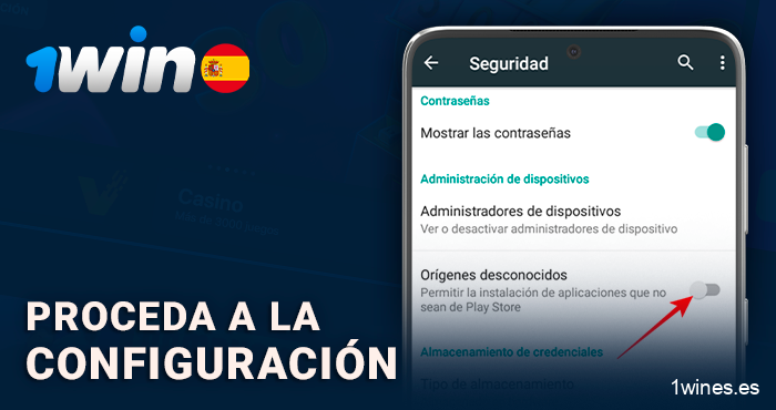Permitir la instalación desde fuentes desconocidas por el bien de la aplicación 1Win