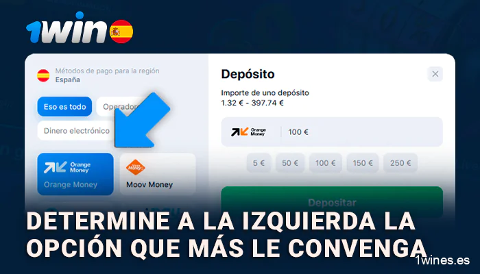Elija su método de pago al depositar en 1Win