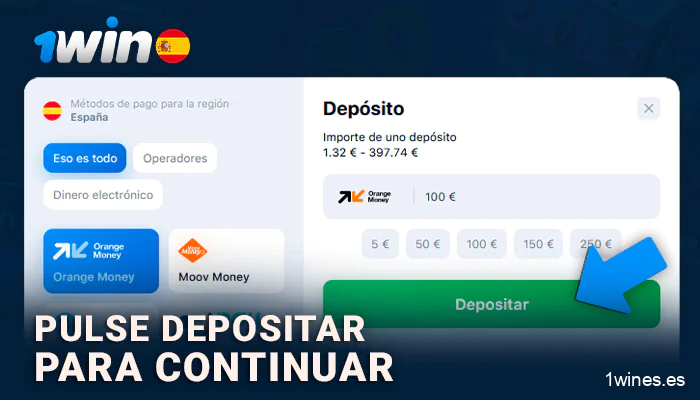 Haga clic en el botón para recargar su cuenta 1Win ES