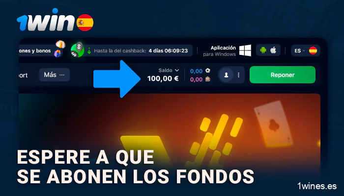 Espere a que los fondos lleguen a su cuenta 1Win