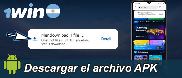 Presiona OK para bajar 1win APK