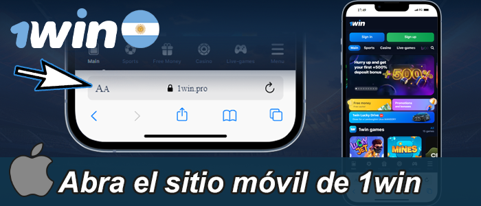 Visita 1win con Safari o cualquier otro navegador de tu smartphone