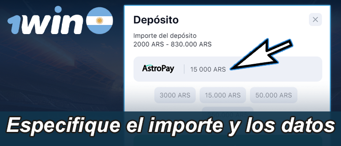 Indique el monto y datos personales