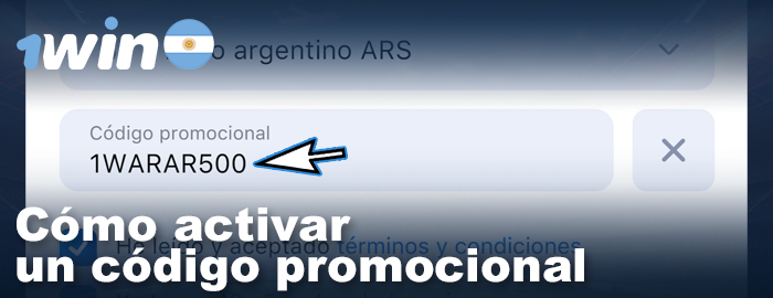 Activar un código promocional en 1win