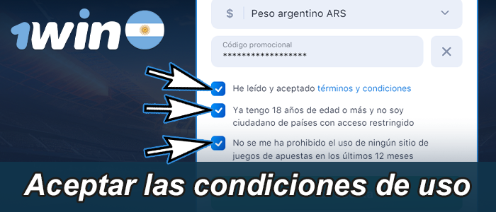 Aceptar las condiciones de uso