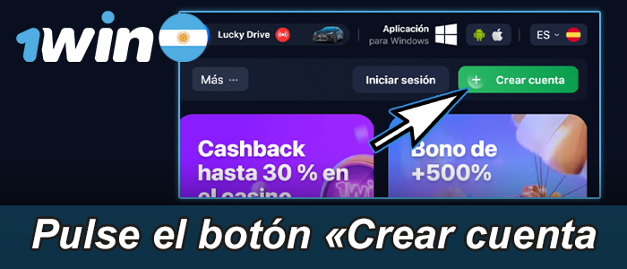 Haga clic en el botón de registro de 1win Argentina
